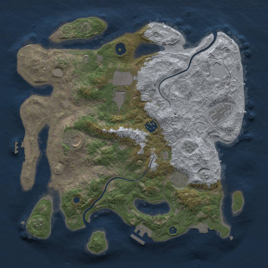 Rust Map: Procedural Map, Size: 3500, Seed: 650791486, 12 Monuments