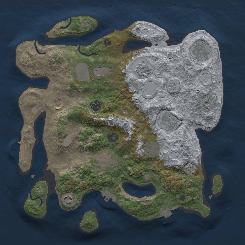 Rust Map: Procedural Map, Size: 3500, Seed: 650791486, 18 Monuments