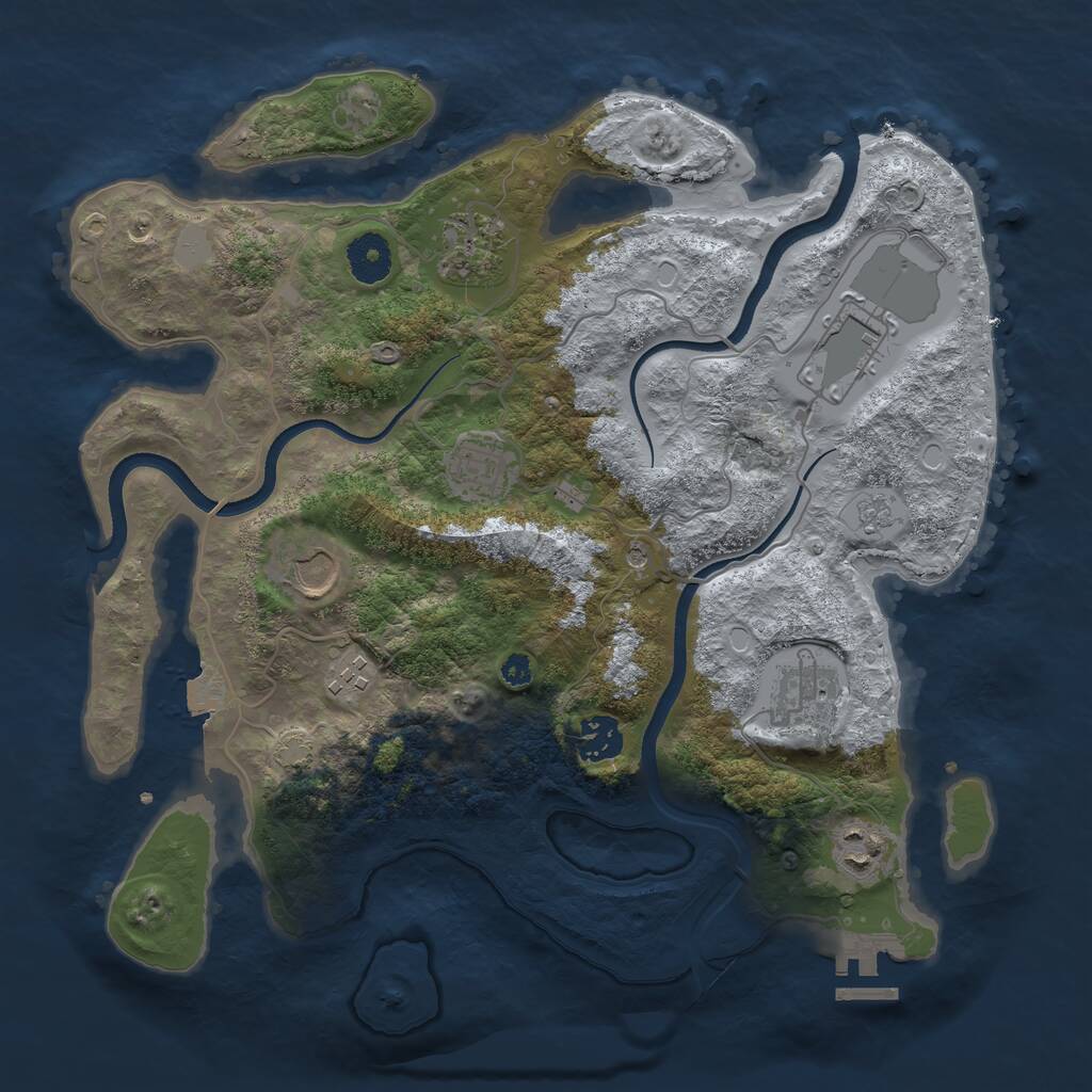 Rust Map: Procedural Map, Size: 3500, Seed: 650791486, 13 Monuments