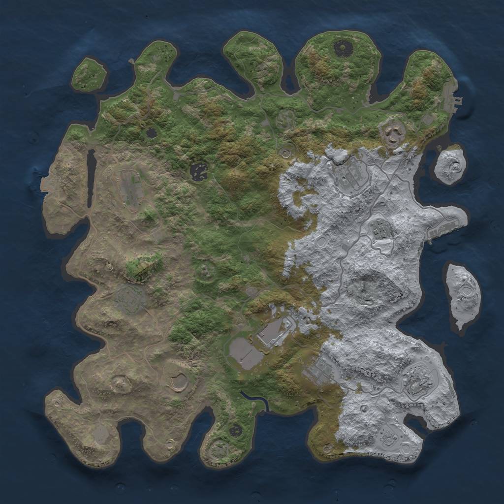 Rust Map: Procedural Map, Size: 4000, Seed: 1089461697, 18 Monuments