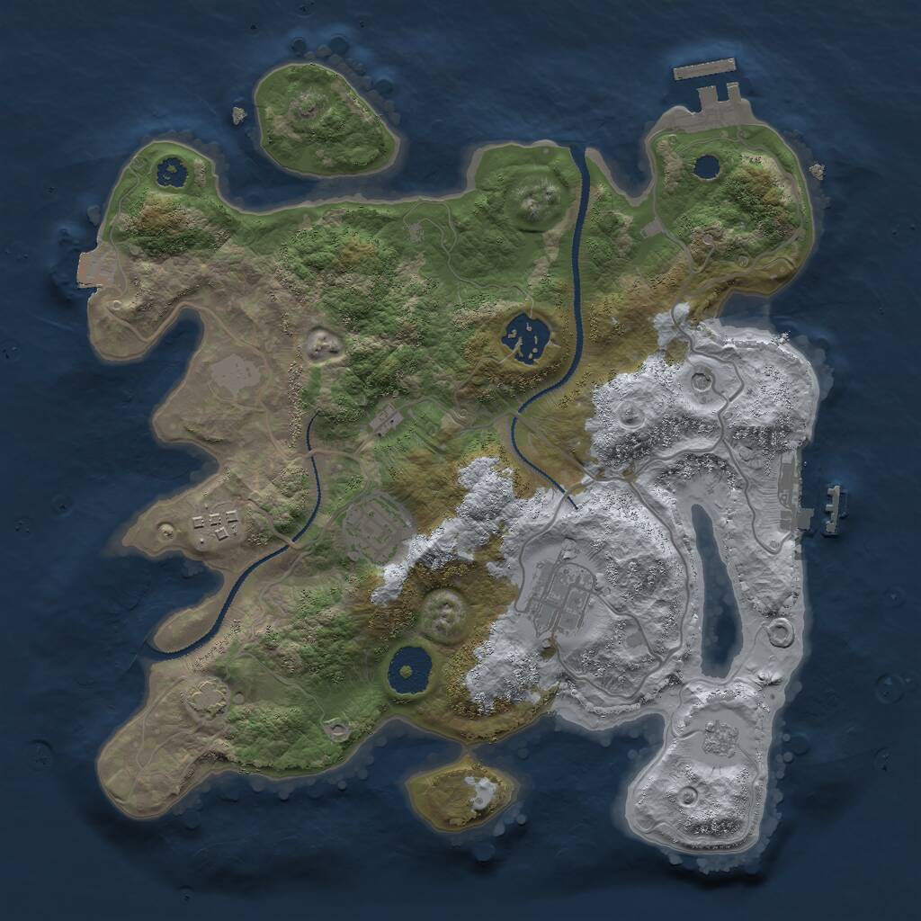 Rust Map: Procedural Map, Size: 3000, Seed: 5595, 10 Monuments