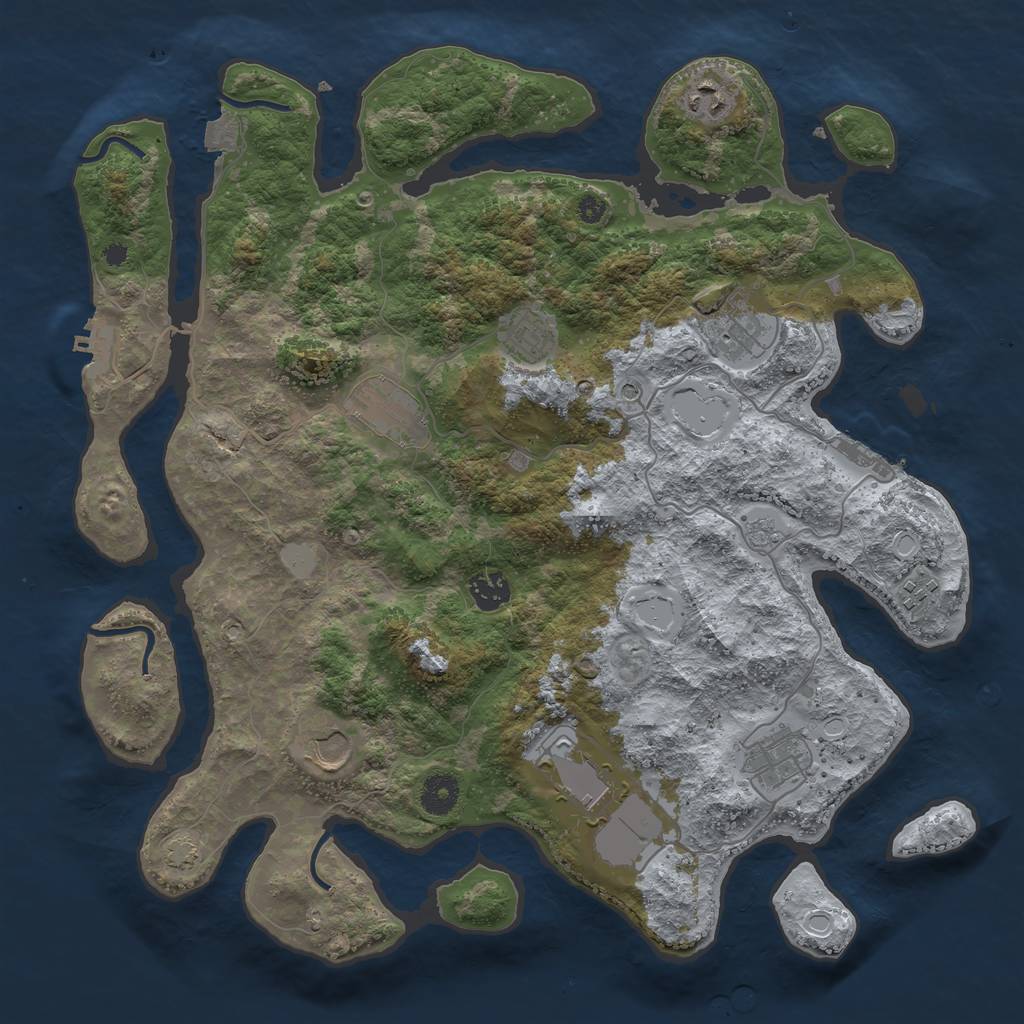 Rust Map: Procedural Map, Size: 3850, Seed: 50536545, 17 Monuments
