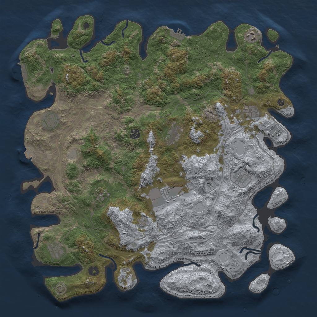 Rust Map: Procedural Map, Size: 4500, Seed: 13241, 18 Monuments