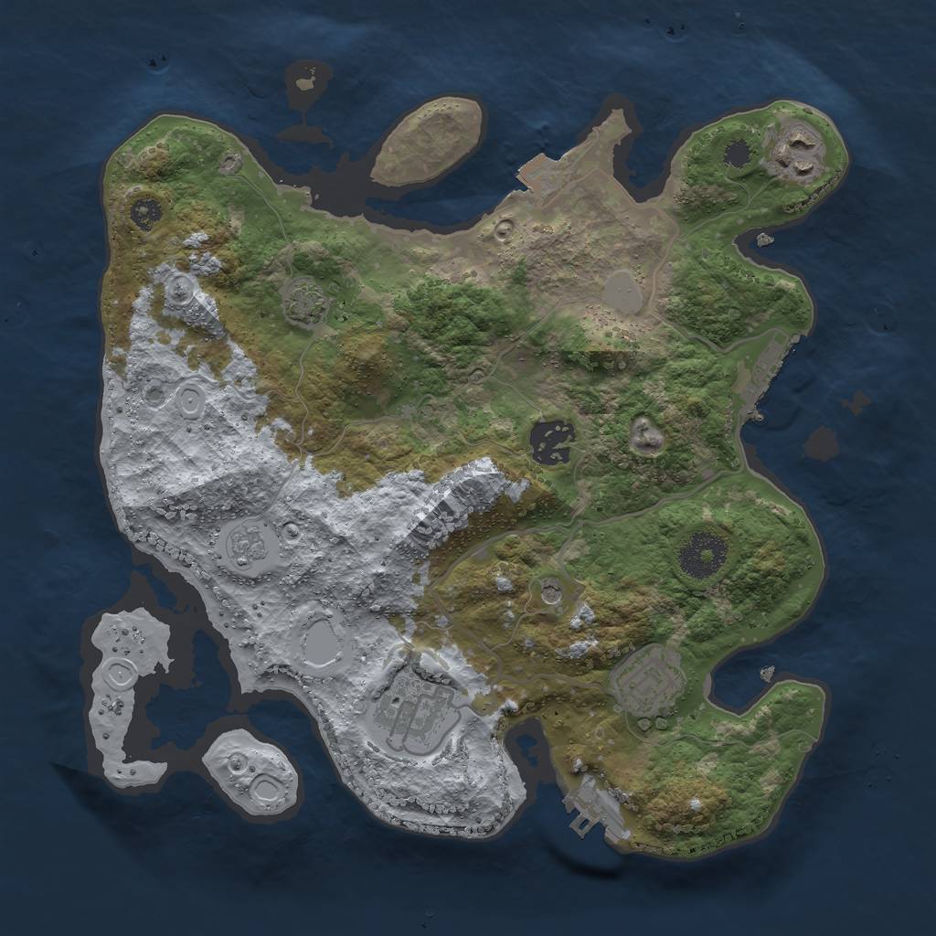 Rust Map: Procedural Map, Size: 3000, Seed: 790889925, 12 Monuments