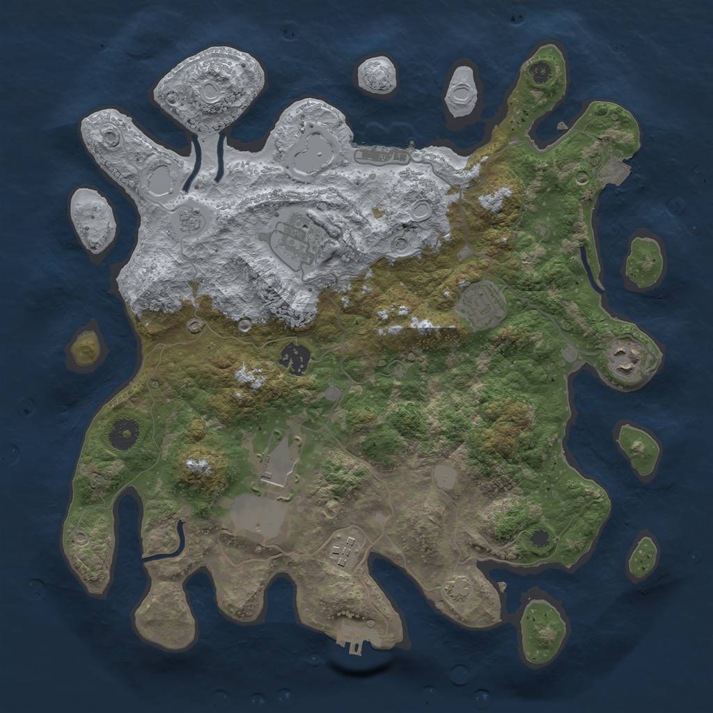 Rust Map: Procedural Map, Size: 3500, Seed: 30060972, 14 Monuments