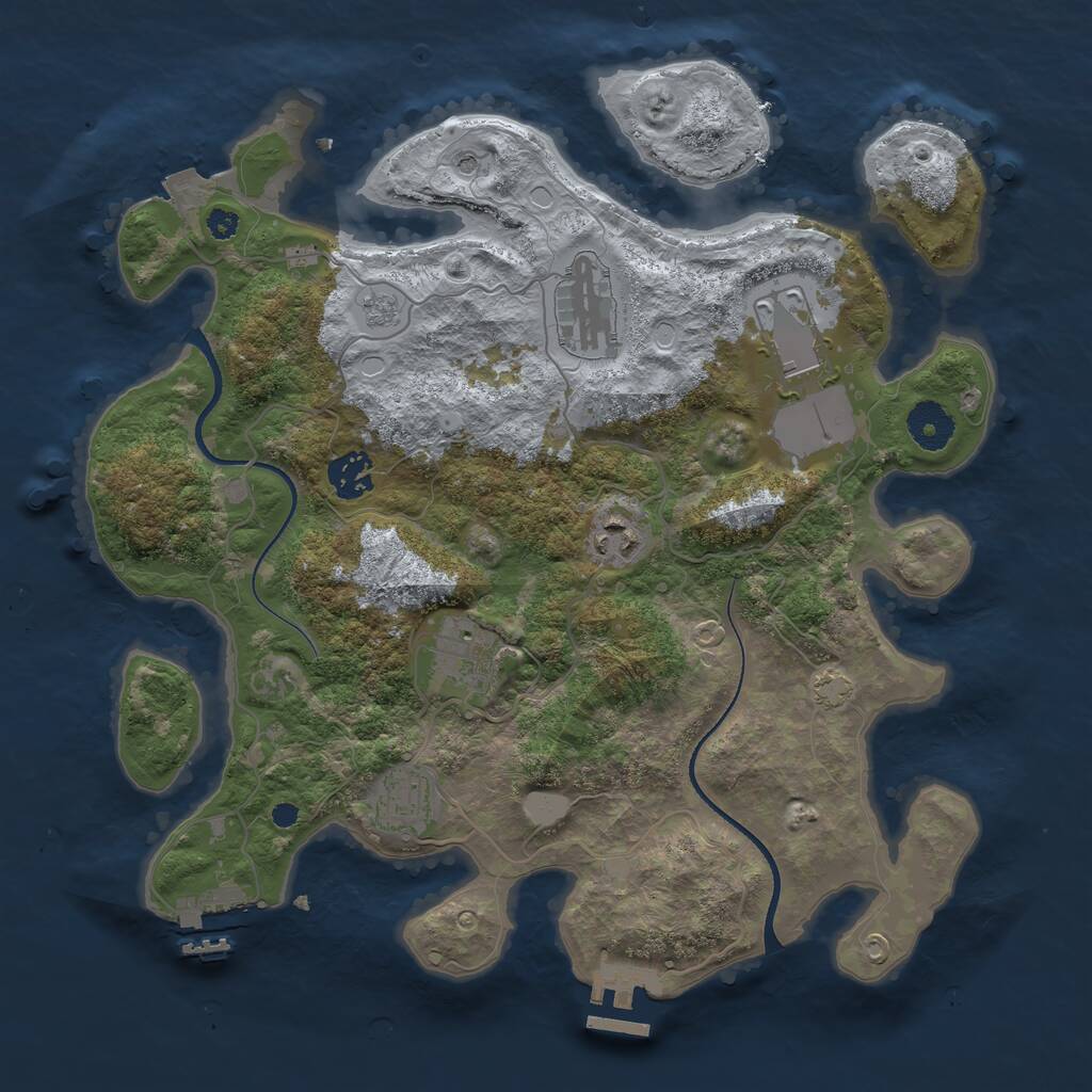 Rust Map: Procedural Map, Size: 3500, Seed: 49737439, 12 Monuments