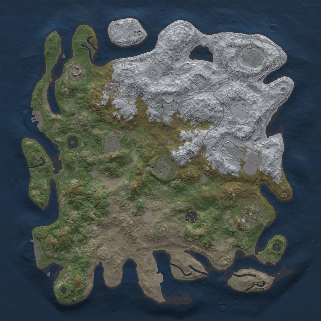 Rust Map: Procedural Map, Size: 4000, Seed: 2130984760, 16 Monuments