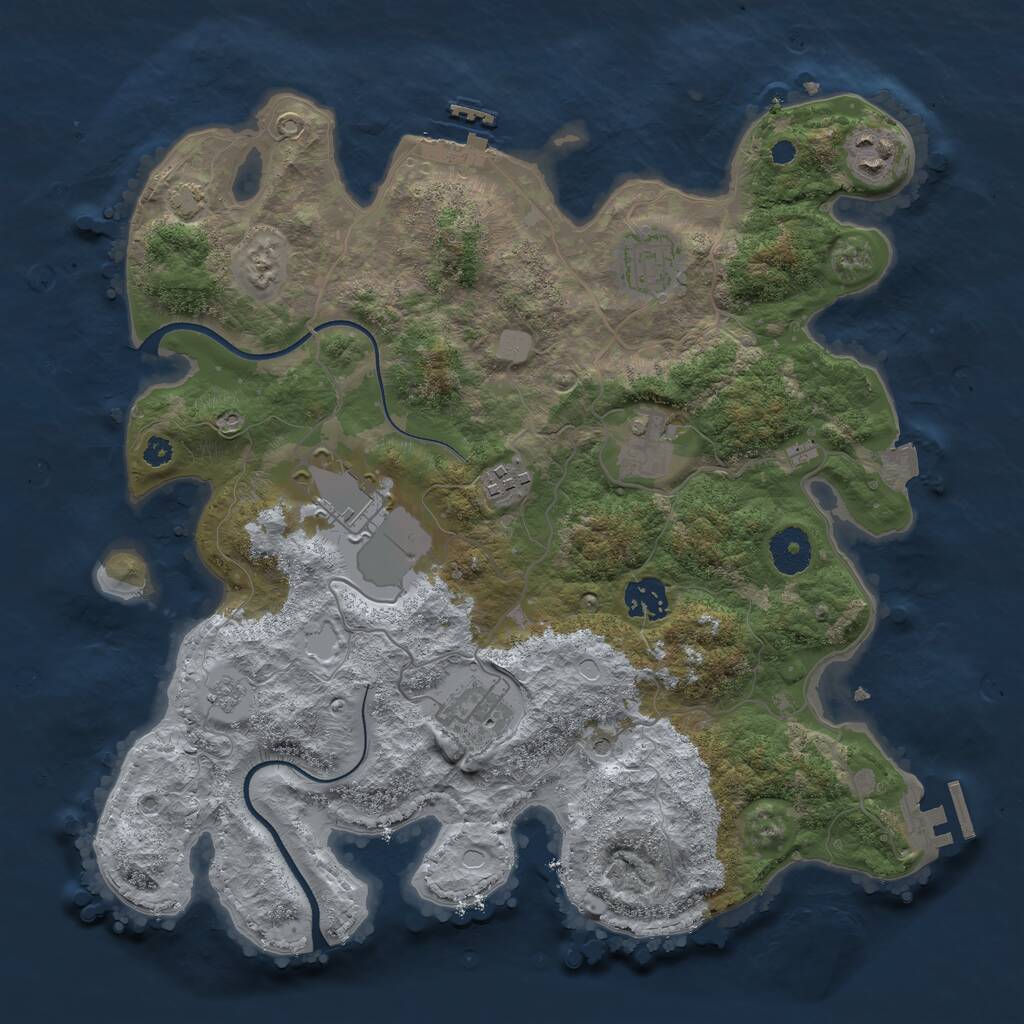 Rust Map: Procedural Map, Size: 3500, Seed: 554068479, 13 Monuments