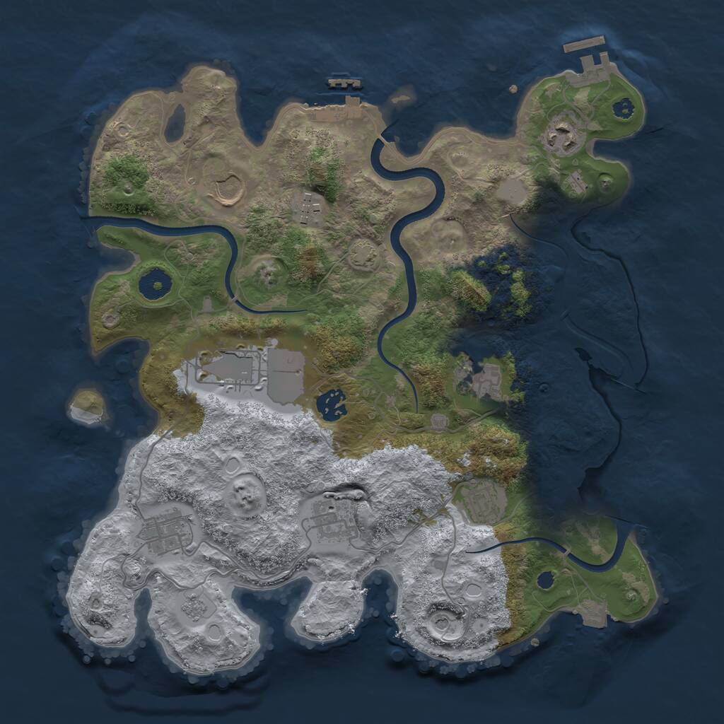 Rust Map: Procedural Map, Size: 3500, Seed: 554068479, 15 Monuments