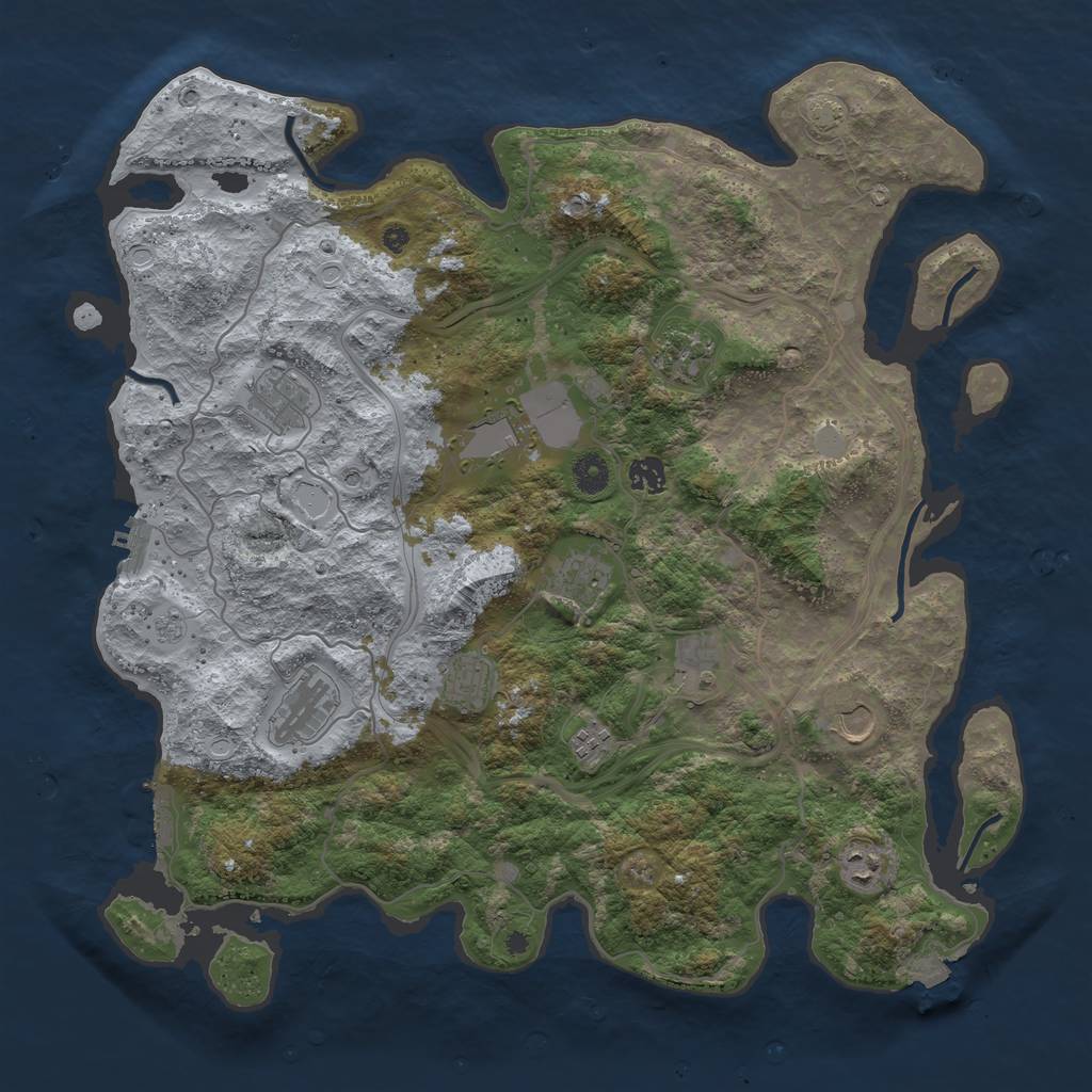 Rust Map: Procedural Map, Size: 4300, Seed: 64699932, 19 Monuments