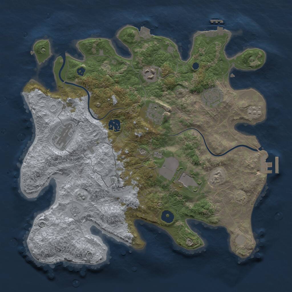 Rust Map: Procedural Map, Size: 3500, Seed: 1823801727, 14 Monuments