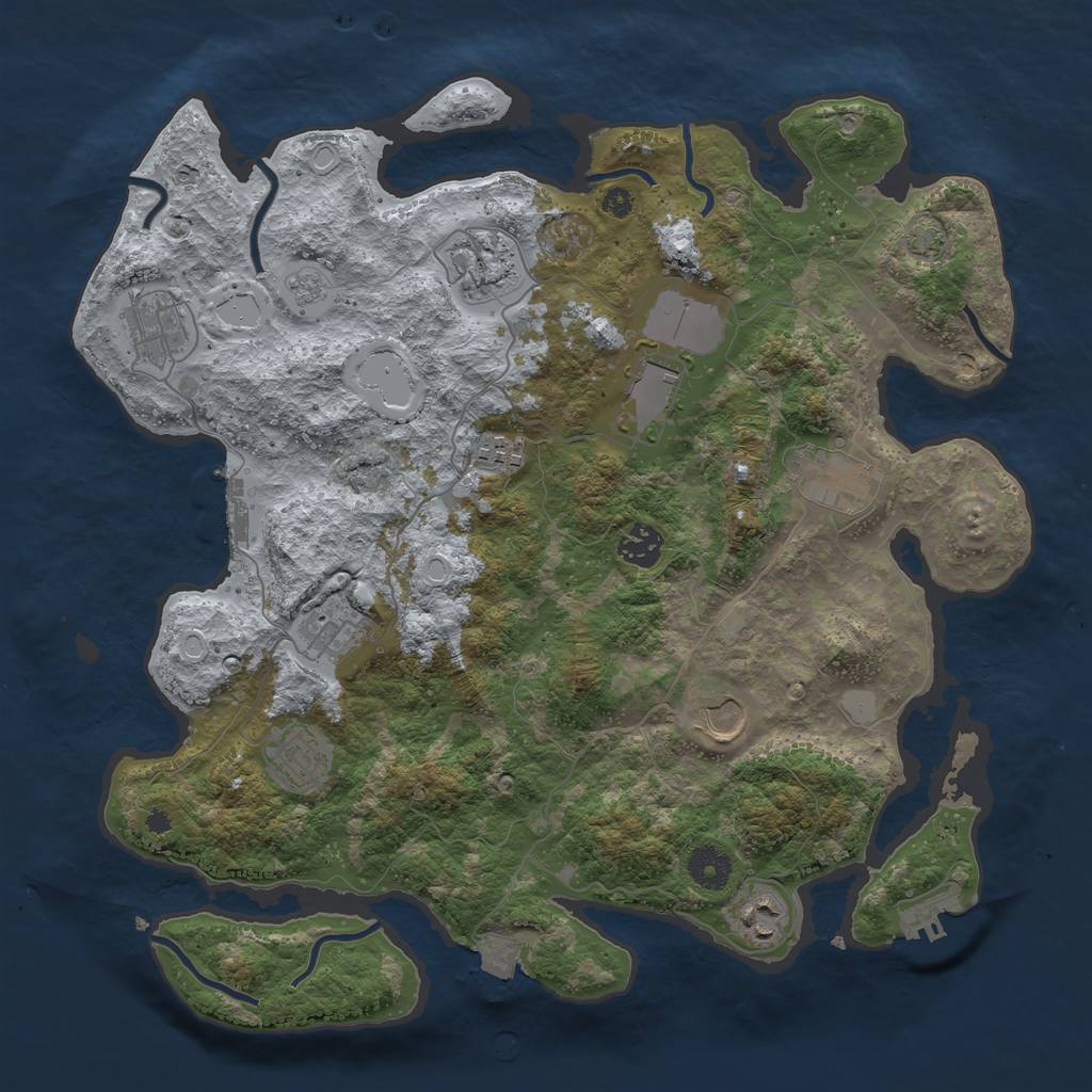 Rust Map: Procedural Map, Size: 3750, Seed: 225225, 17 Monuments
