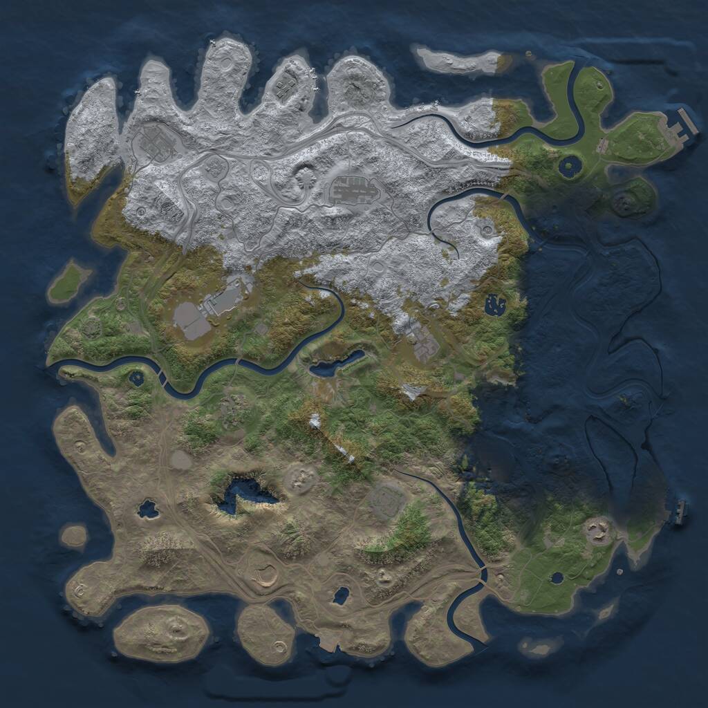 Rust Map: Procedural Map, Size: 4800, Seed: 894536274, 17 Monuments