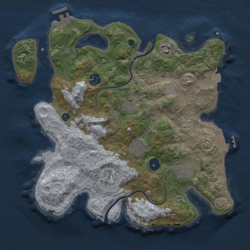 Rust Map: Procedural Map, Size: 3250, Seed: 93800848, 13 Monuments