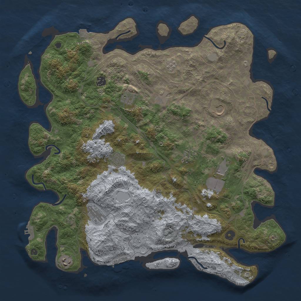 Rust Map: Procedural Map, Size: 4500, Seed: 1042365441, 18 Monuments