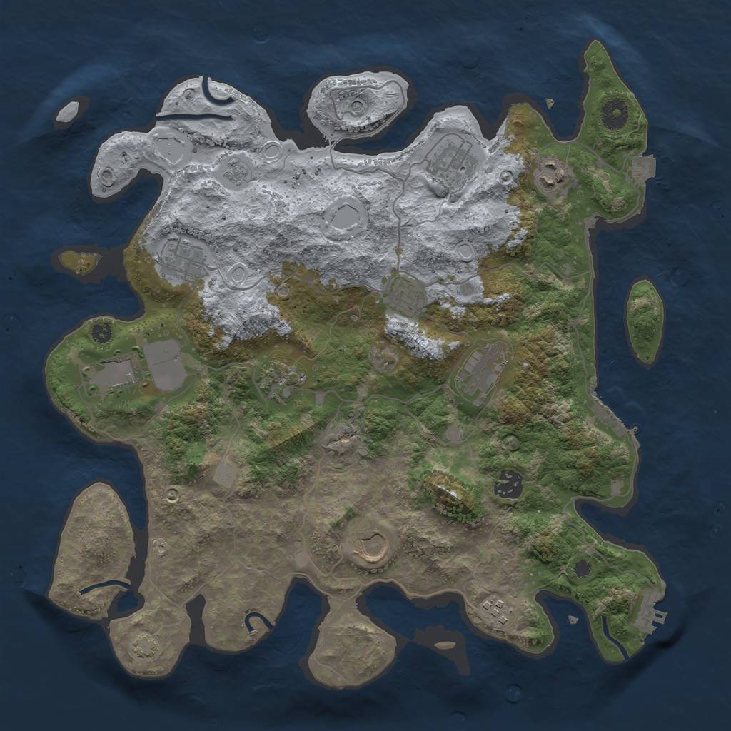 Rust Map: Procedural Map, Size: 3750, Seed: 26540124, 18 Monuments