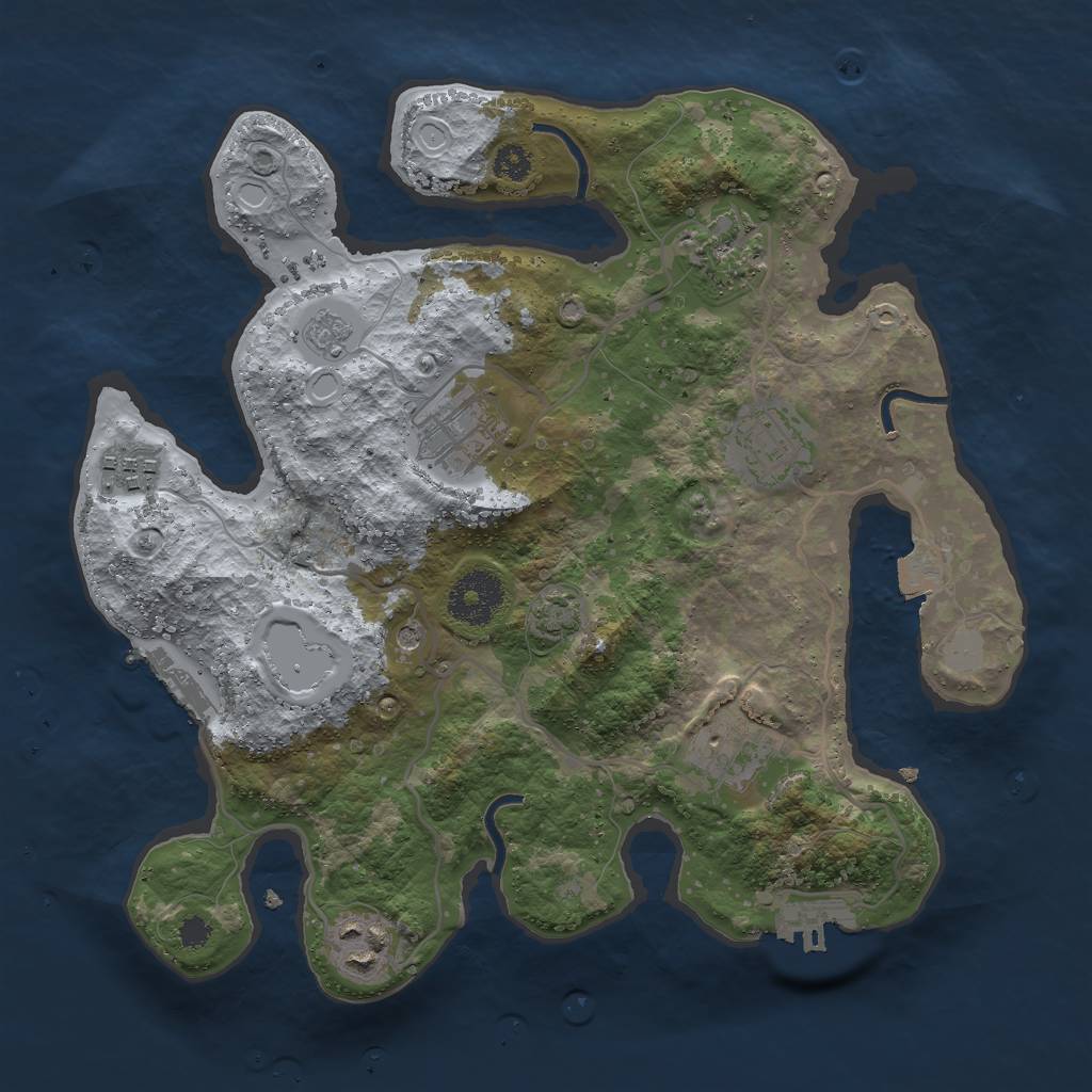 Rust Map: Procedural Map, Size: 3000, Seed: 1207579691, 14 Monuments