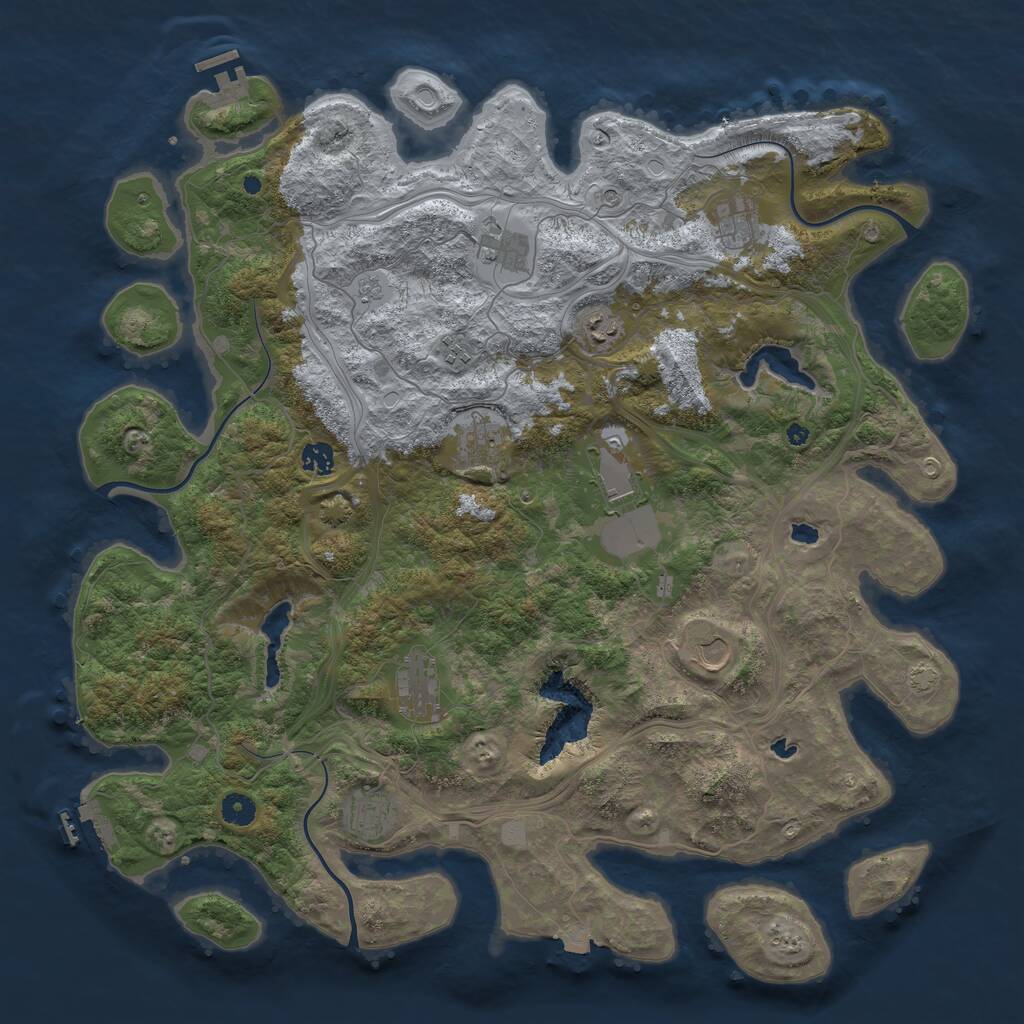 Rust Map: Procedural Map, Size: 4600, Seed: 535428075, 16 Monuments