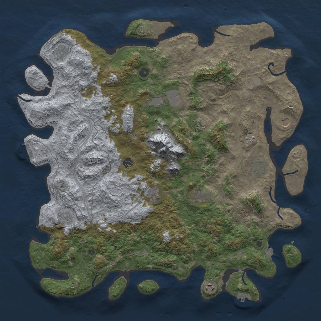 Rust Map: Procedural Map, Size: 5000, Seed: 2058326049, 19 Monuments