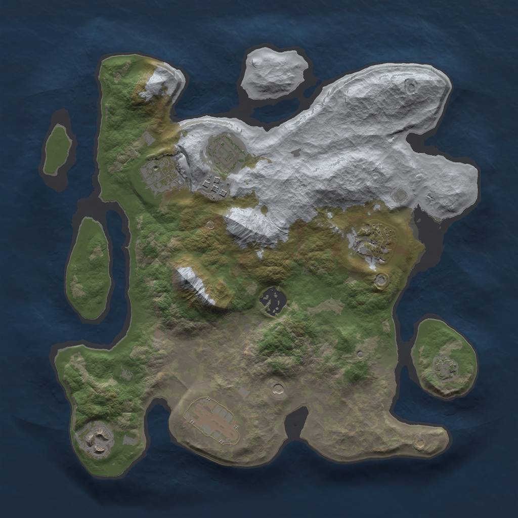 Rust Map: Barren, Size: 3000, Seed: 5762980, 11 Monuments