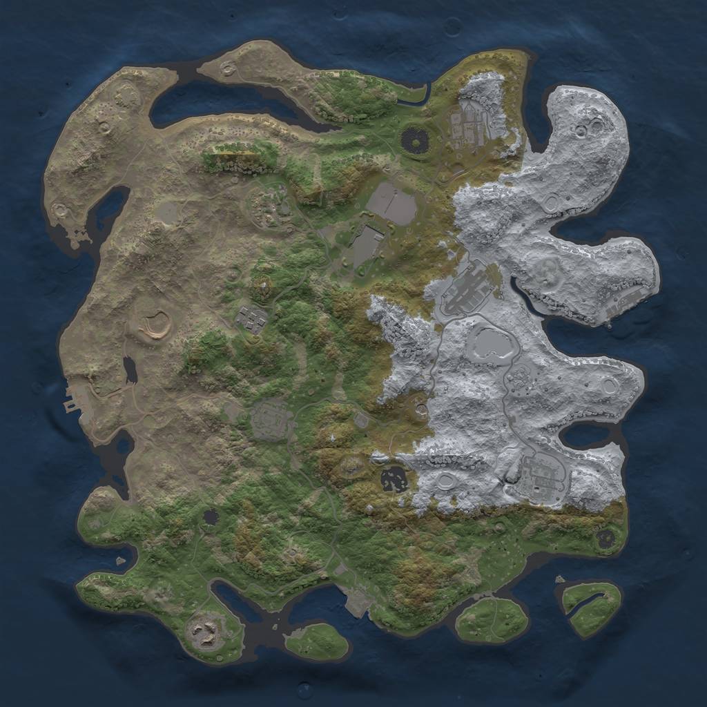 Rust Map: Procedural Map, Size: 3850, Seed: 86067997, 18 Monuments