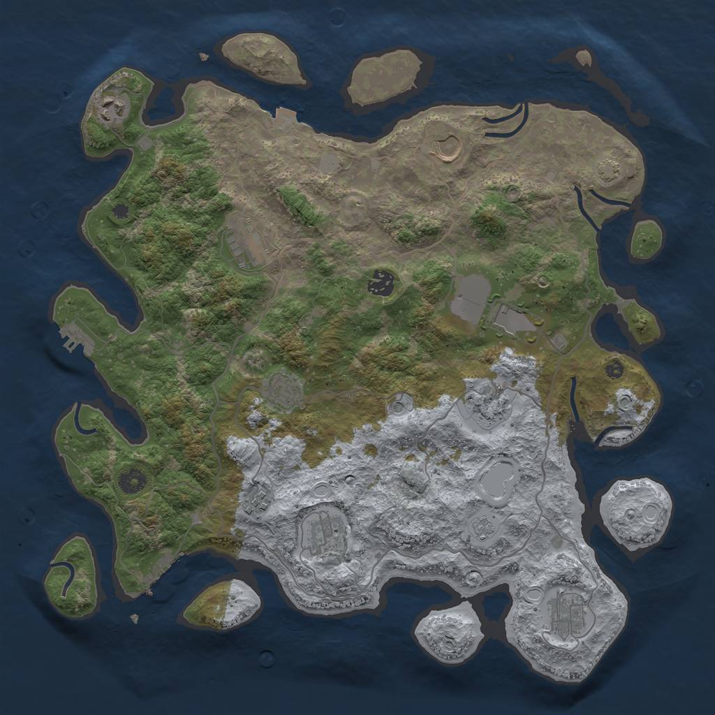 Rust Map: Procedural Map, Size: 4000, Seed: 128092351, 18 Monuments