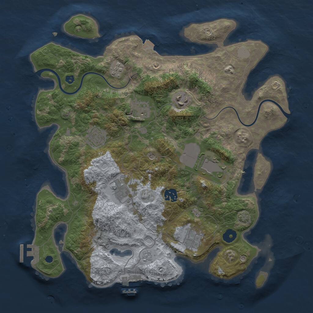 Rust Map: Procedural Map, Size: 3500, Seed: 1154289712, 14 Monuments