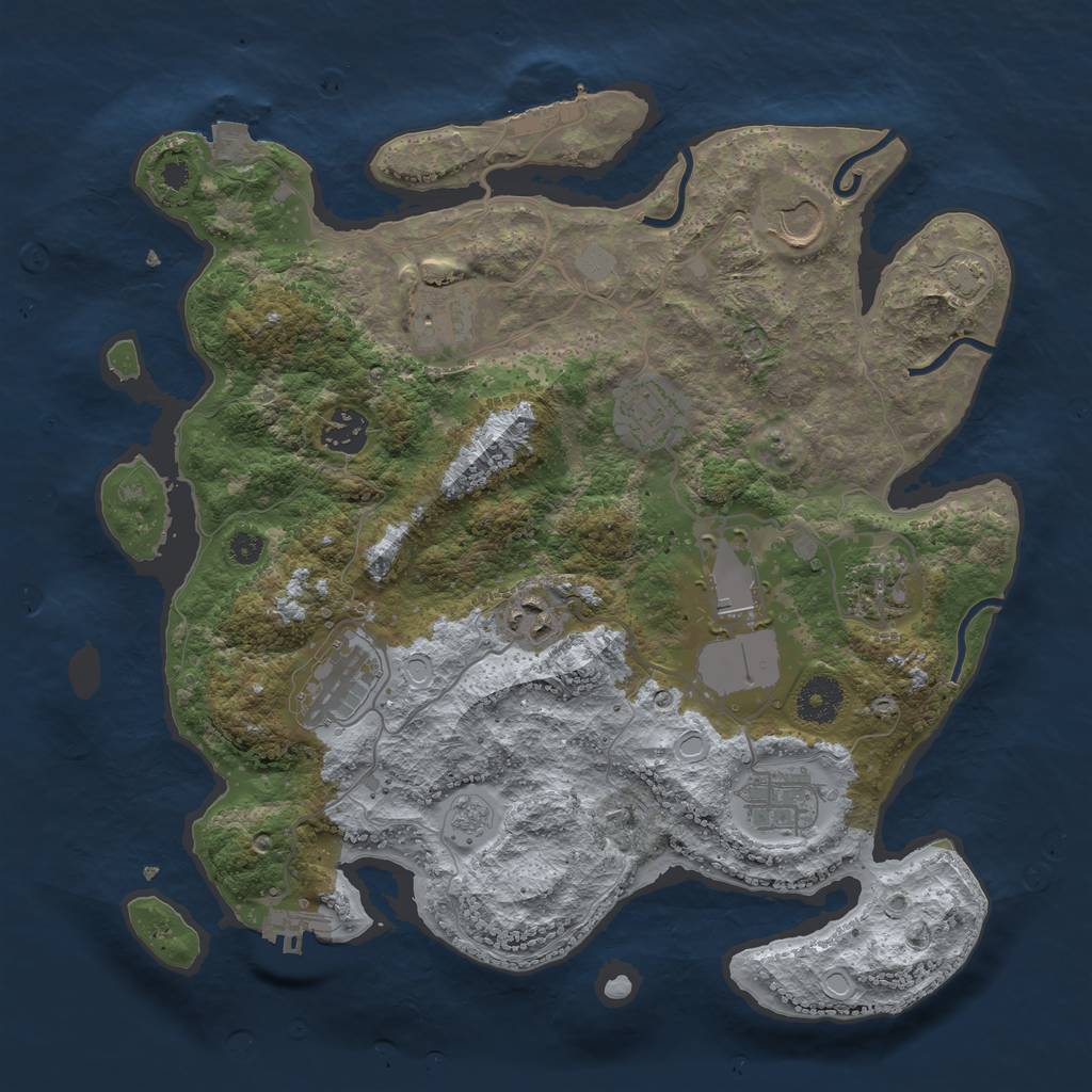 Rust Map: Procedural Map, Size: 3500, Seed: 287315856, 16 Monuments