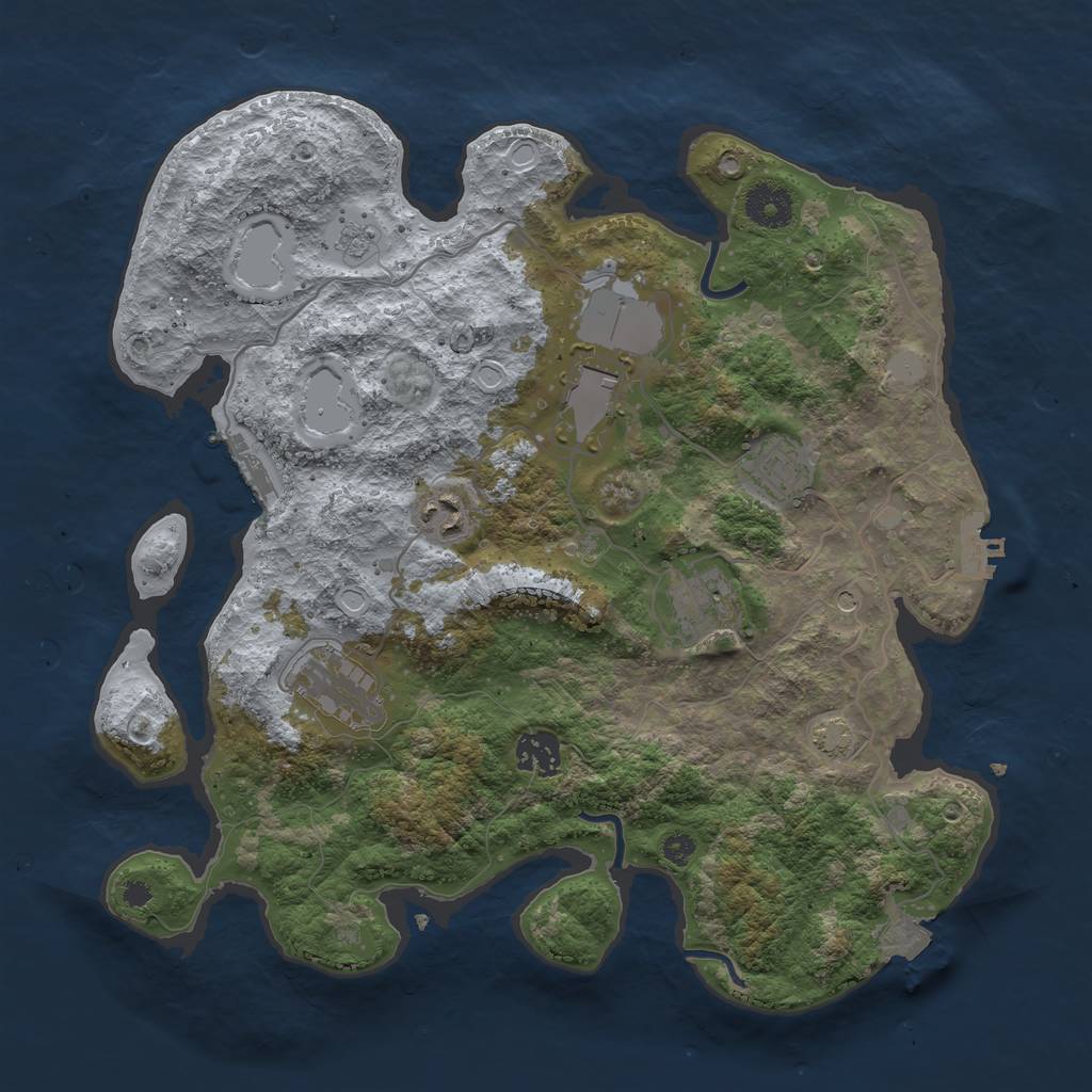 Rust Map: Procedural Map, Size: 3500, Seed: 1962886226, 14 Monuments