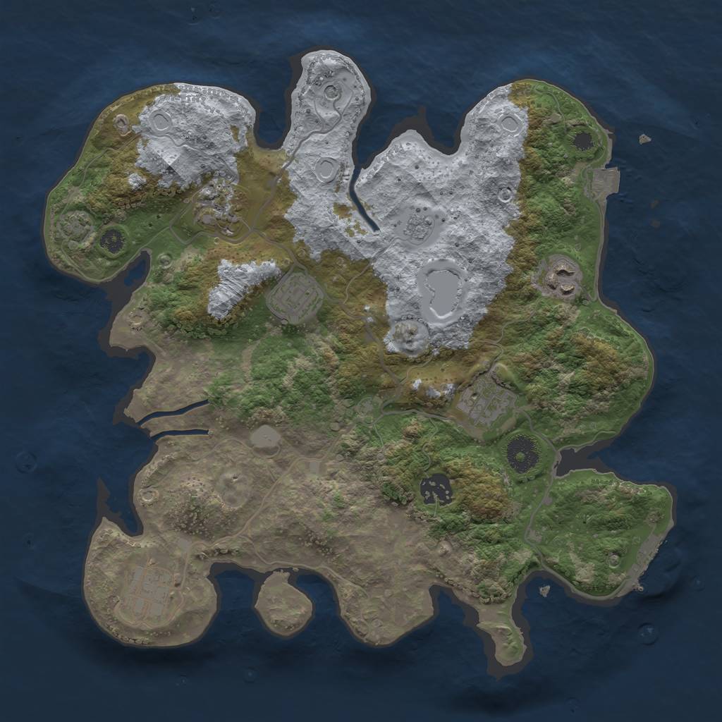 Rust Map: Procedural Map, Size: 3250, Seed: 186054899, 13 Monuments