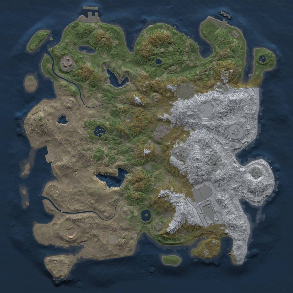 Rust Map: Procedural Map, Size: 4000, Seed: 1900968419, 13 Monuments