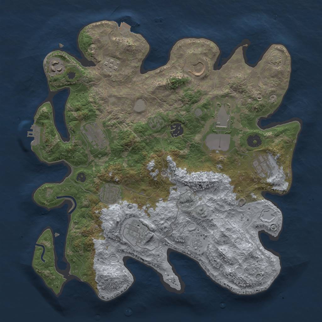 Rust Map: Procedural Map, Size: 3500, Seed: 412541774, 16 Monuments