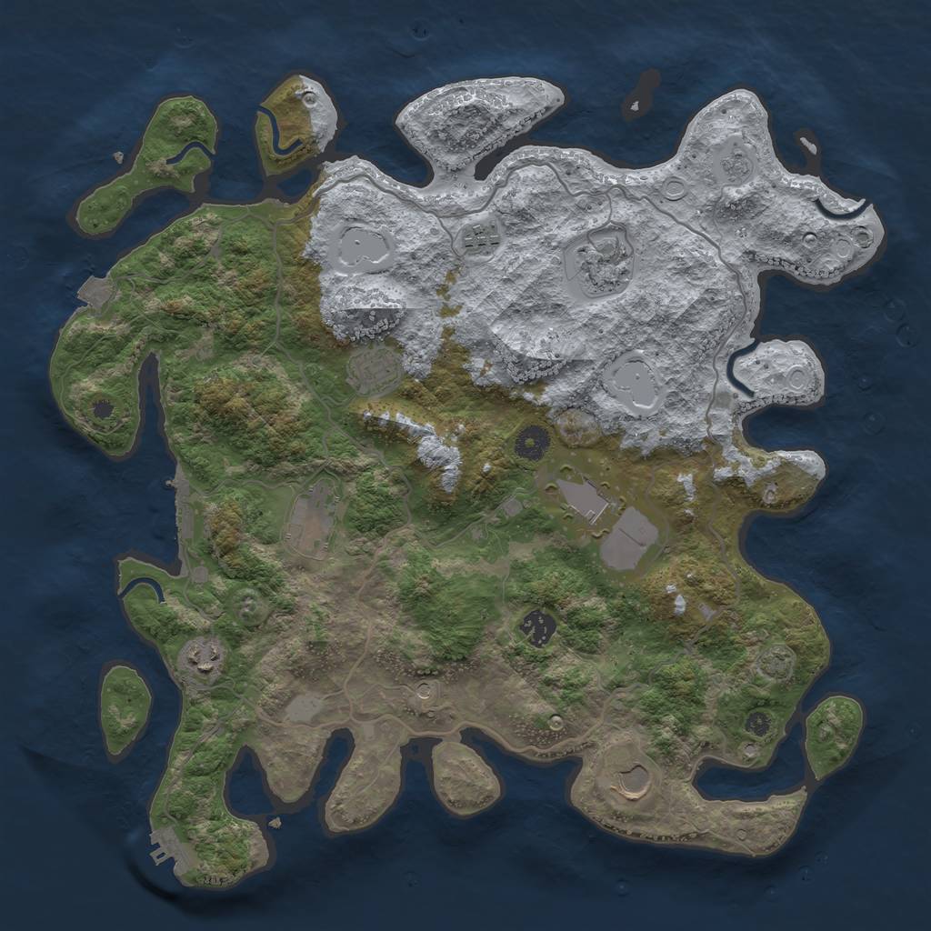 Rust Map: Procedural Map, Size: 4000, Seed: 16448477, 16 Monuments