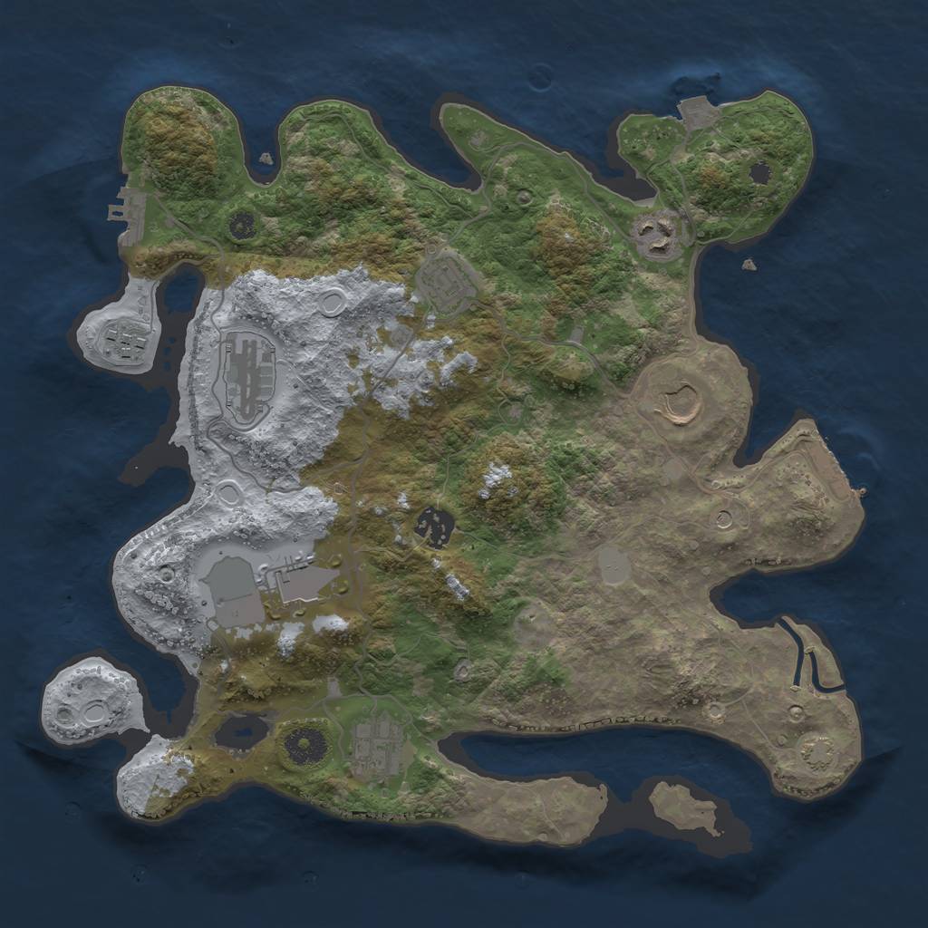 Rust Map: Procedural Map, Size: 3500, Seed: 830288337, 15 Monuments