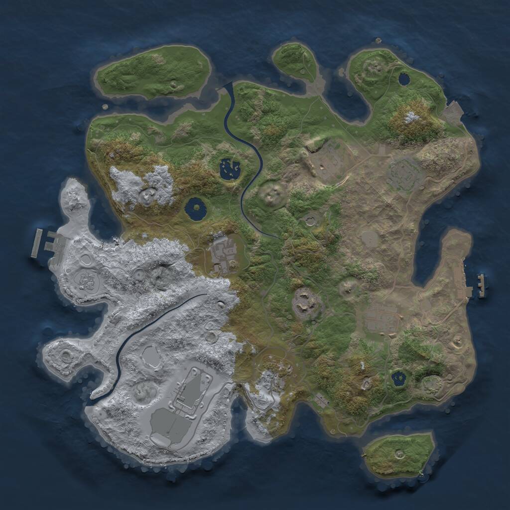 Rust Map: Procedural Map, Size: 3500, Seed: 938184564, 14 Monuments