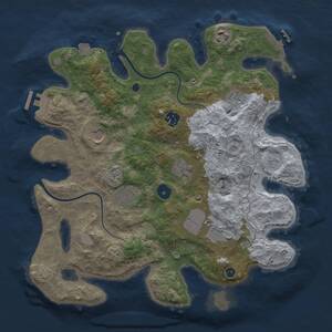Thumbnail Rust Map: Procedural Map, Size: 3500, Seed: 34150688, 13 Monuments