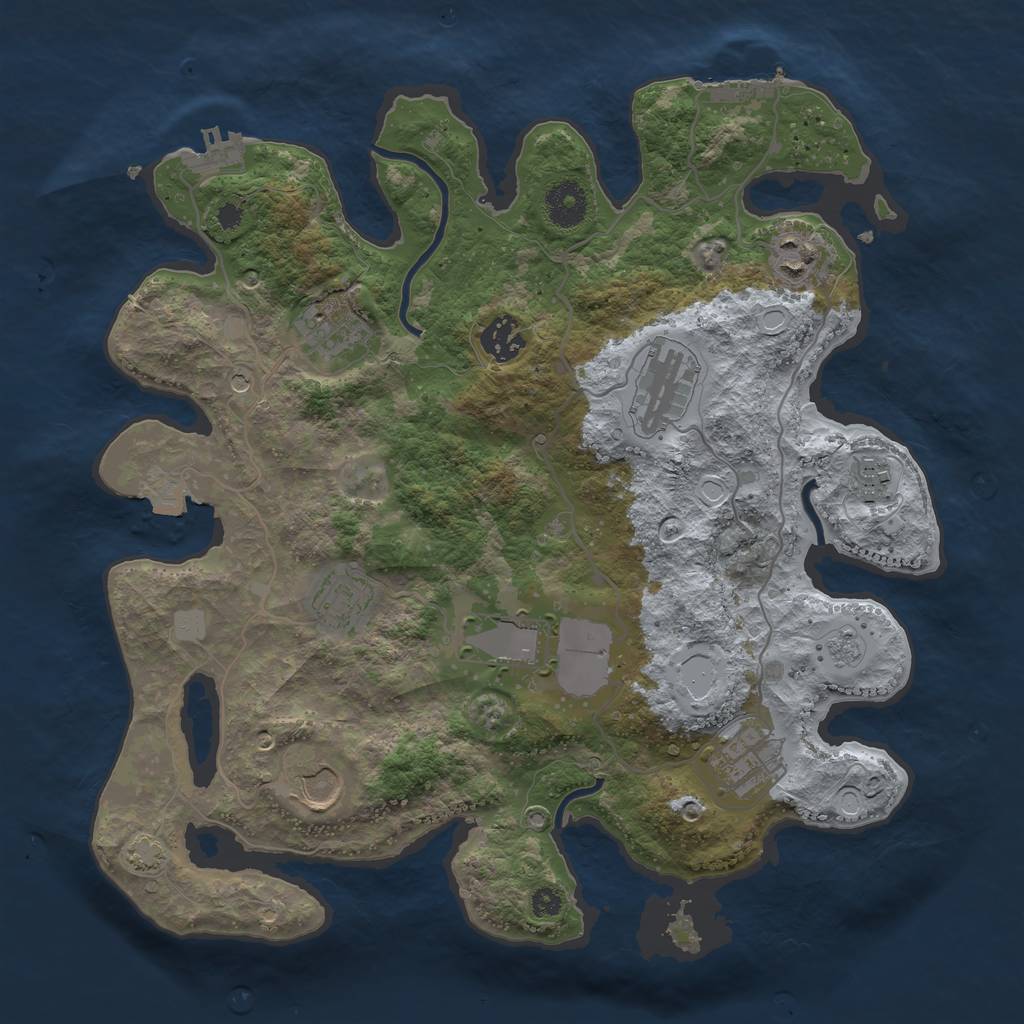 Rust Map: Procedural Map, Size: 3500, Seed: 34150688, 17 Monuments