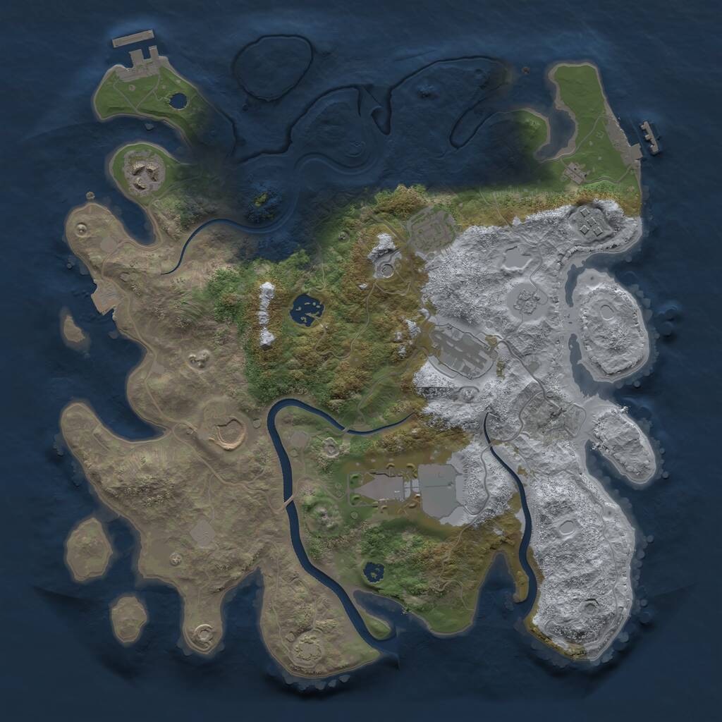 Rust Map: Procedural Map, Size: 3500, Seed: 448786147, 13 Monuments