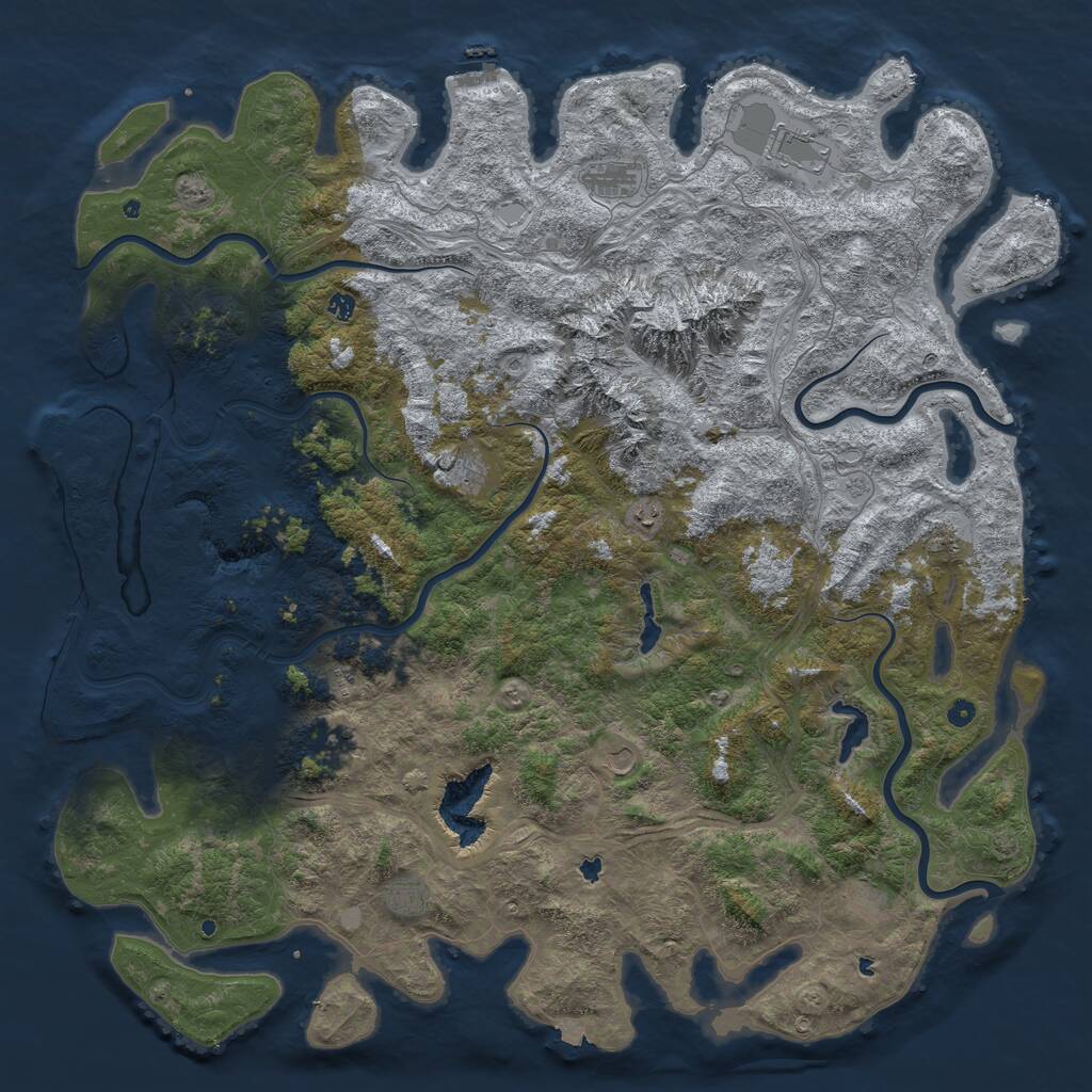 Rust Map: Procedural Map, Size: 6000, Seed: 1065824663, 17 Monuments