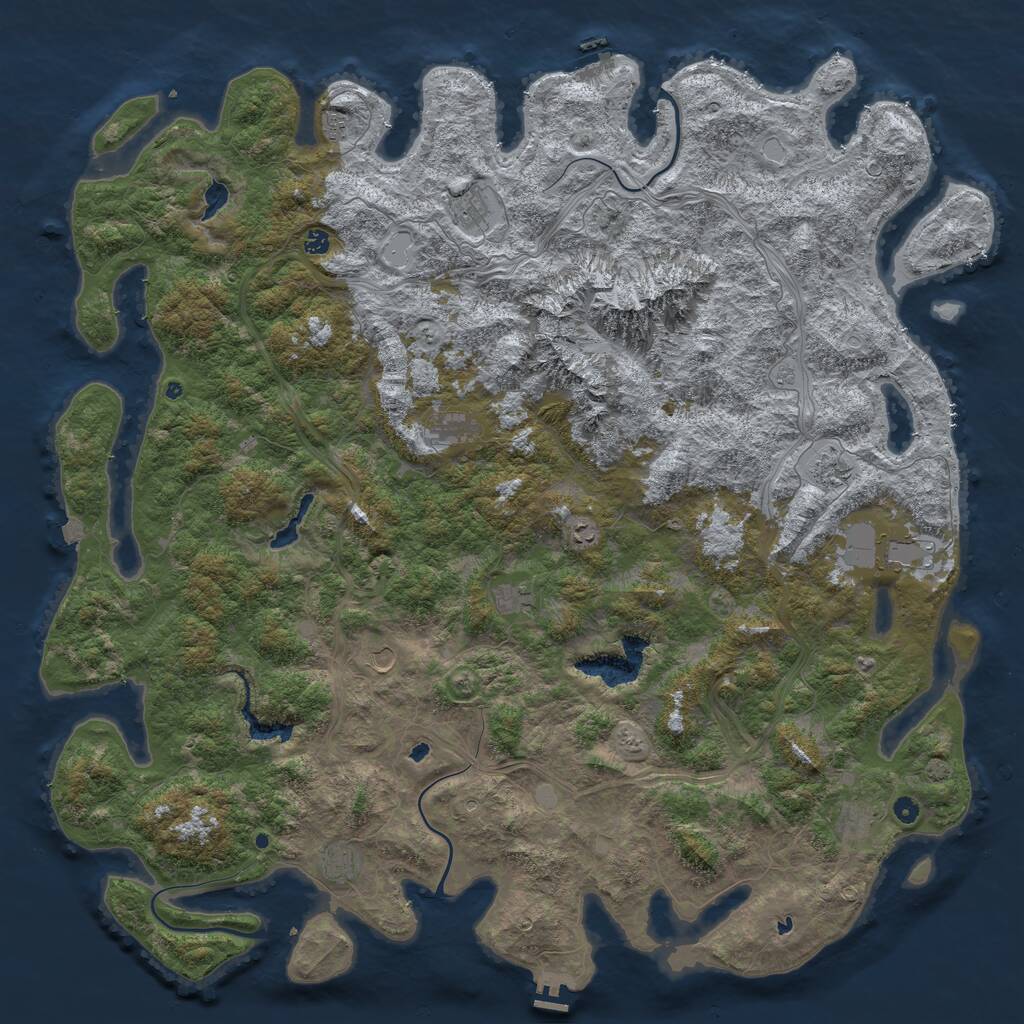 Rust Map: Procedural Map, Size: 6000, Seed: 1065824663, 17 Monuments