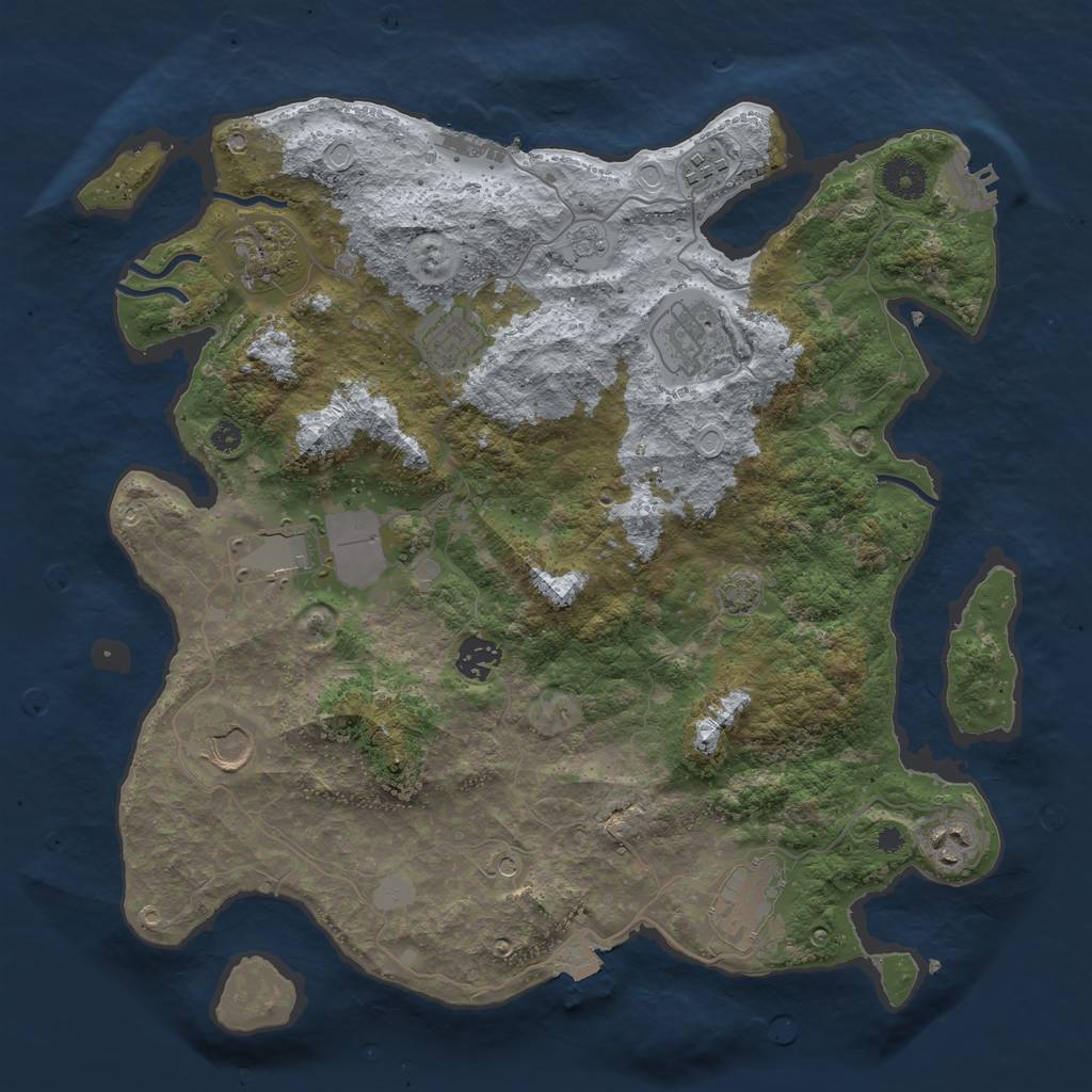 Rust Map: Procedural Map, Size: 3750, Seed: 870930371, 17 Monuments
