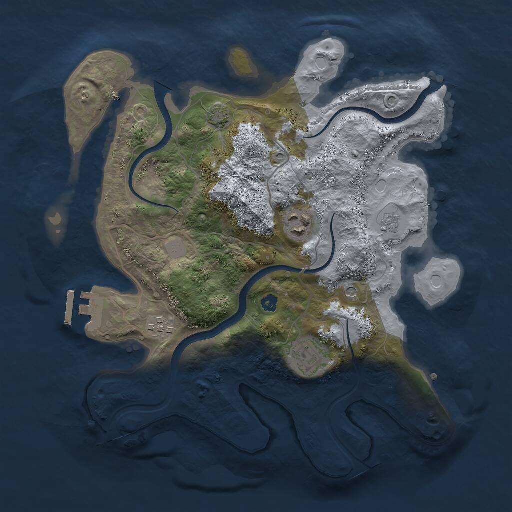 Rust Map: Procedural Map, Size: 3000, Seed: 9064751, 8 Monuments