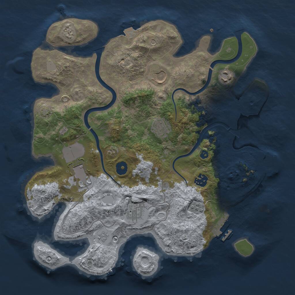 Rust Map: Procedural Map, Size: 3500, Seed: 540404816, 13 Monuments