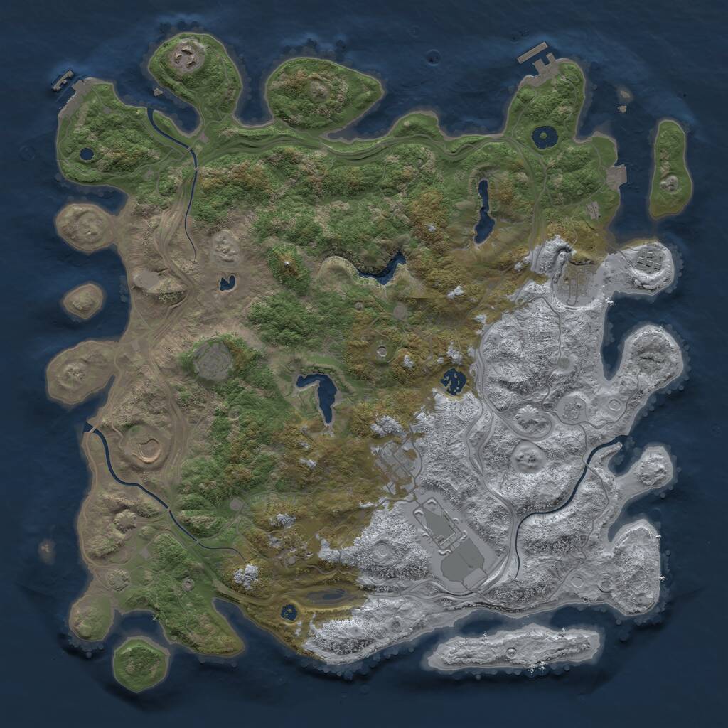 Rust Map: Procedural Map, Size: 4500, Seed: 1602295775, 15 Monuments