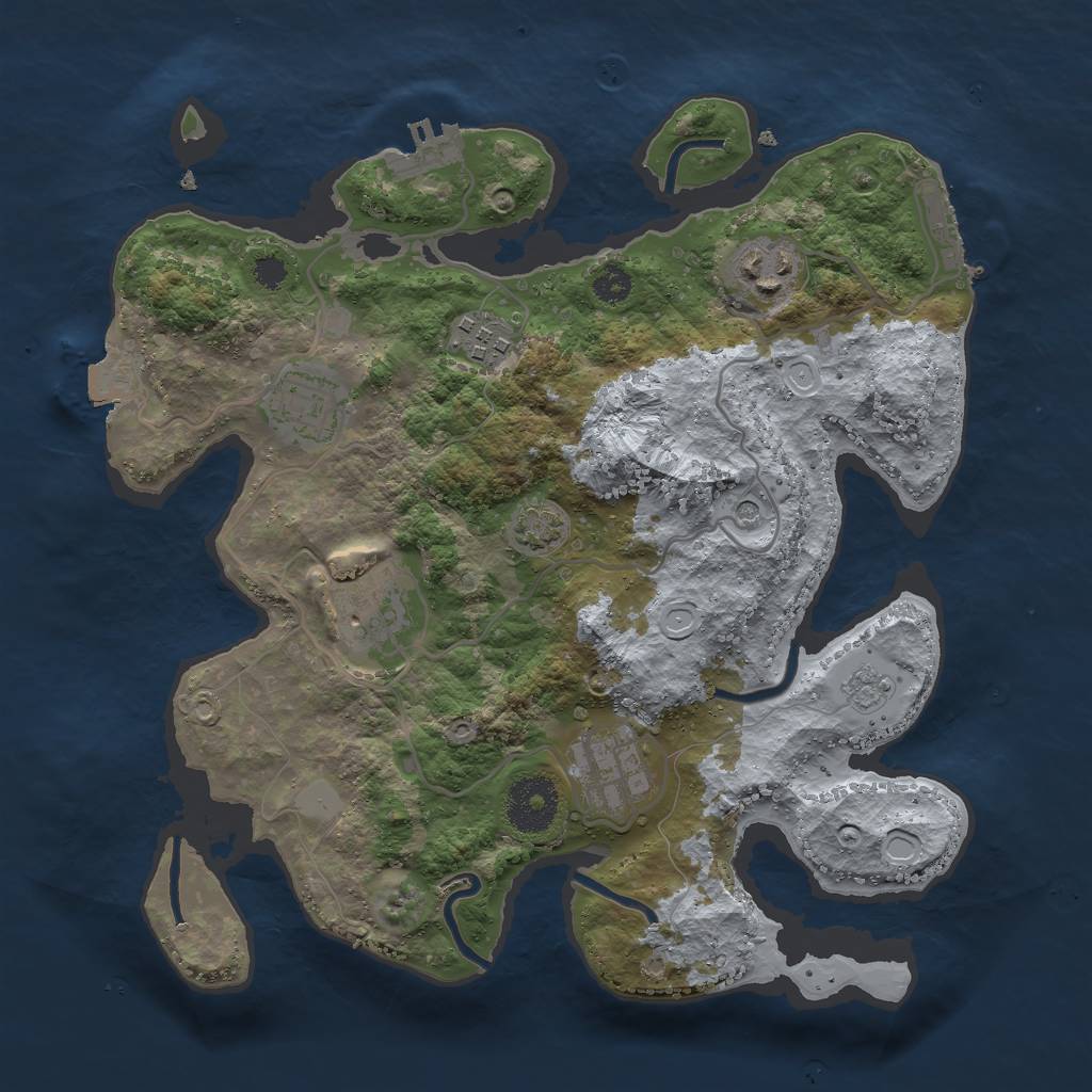 Rust Map: Procedural Map, Size: 3000, Seed: 4277, 13 Monuments
