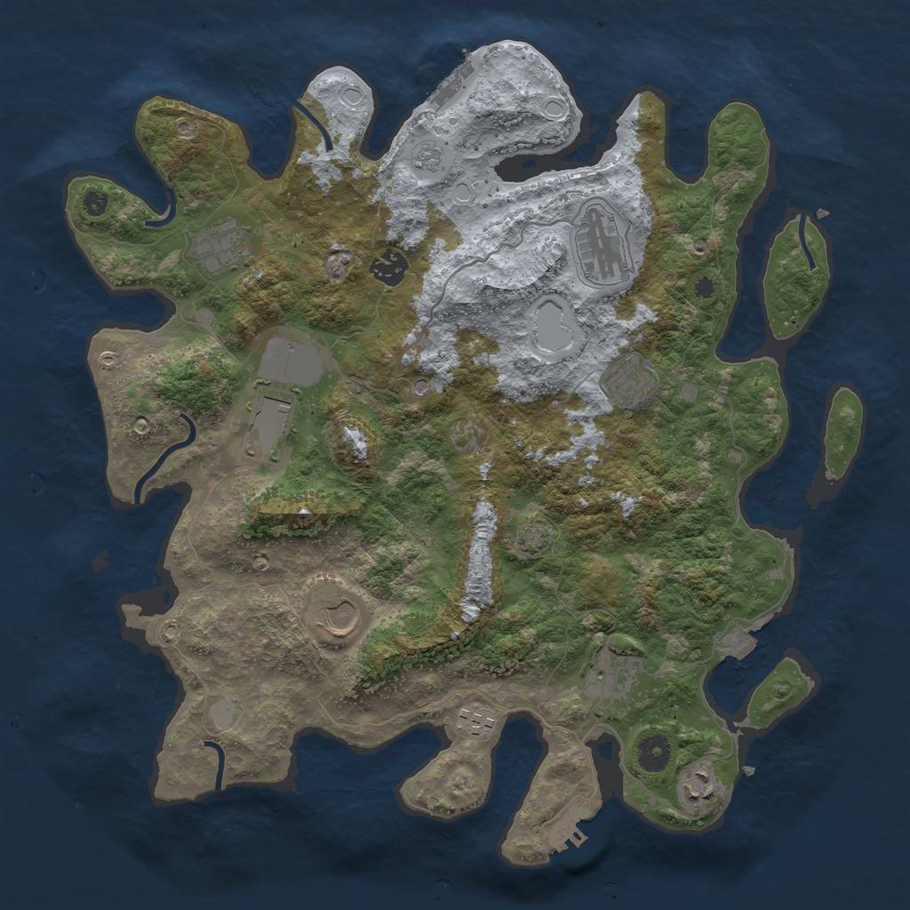 Rust Map: Procedural Map, Size: 3850, Seed: 29126115, 17 Monuments