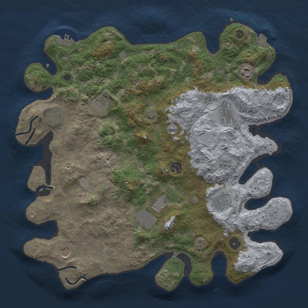 Rust Map: Procedural Map, Size: 4000, Seed: 85727, 16 Monuments