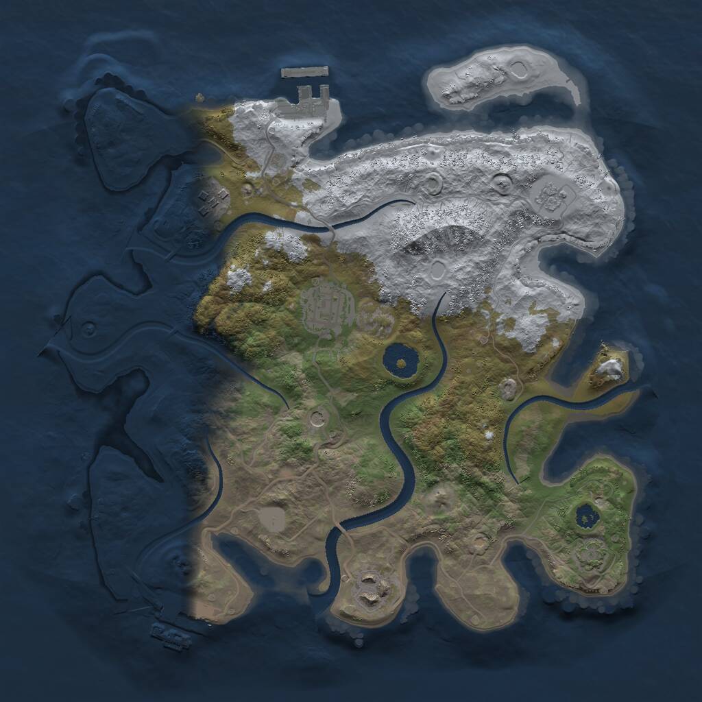 Rust Map: Procedural Map, Size: 3000, Seed: 198602566, 9 Monuments