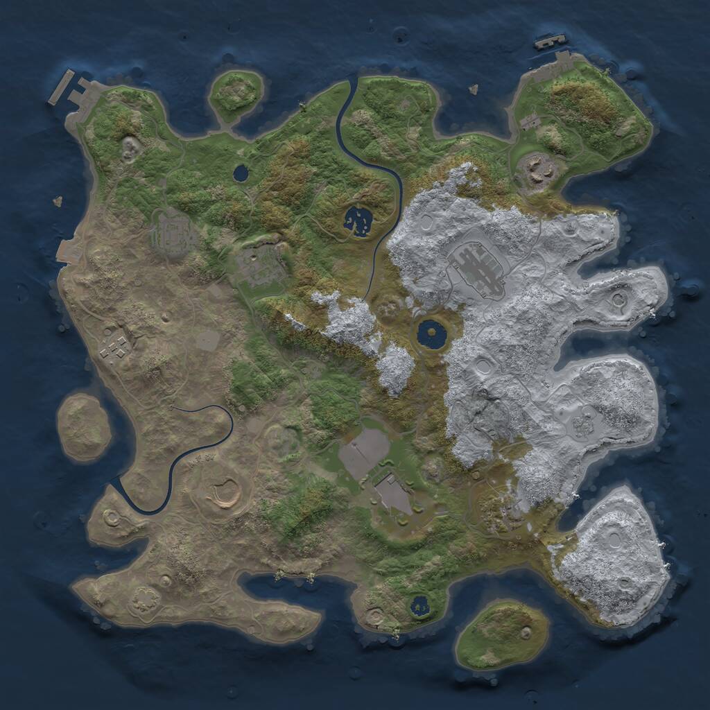 Rust Map: Procedural Map, Size: 3650, Seed: 44648032, 15 Monuments