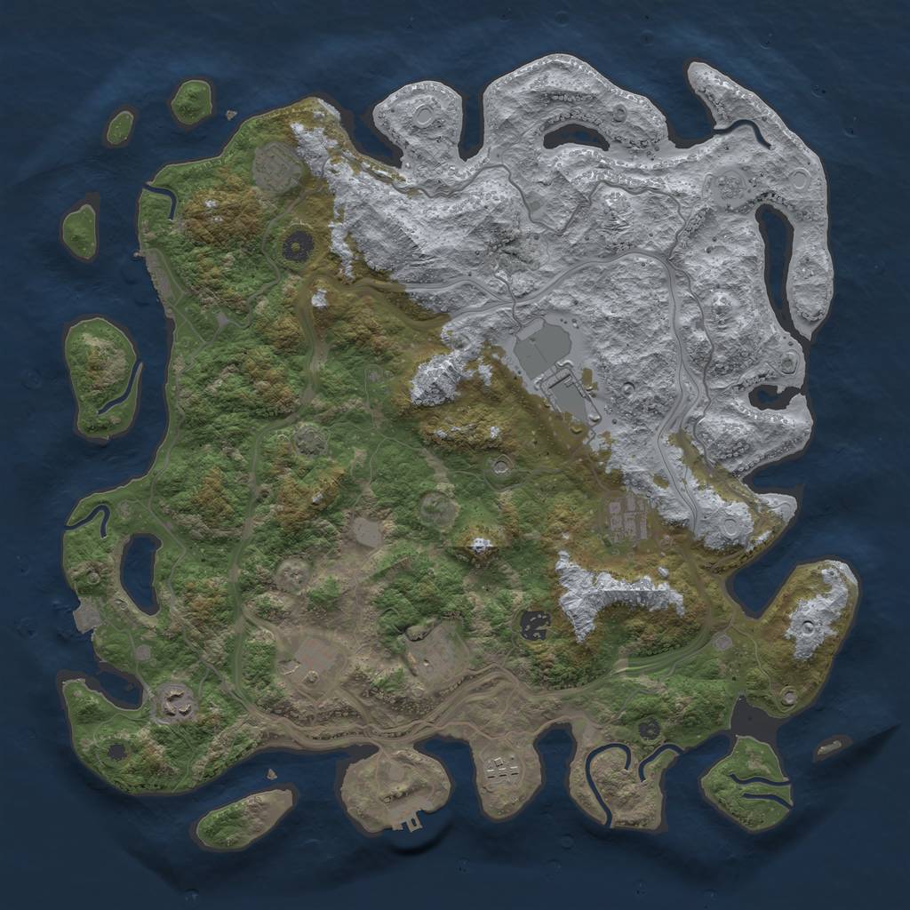 Rust Map: Procedural Map, Size: 4300, Seed: 398255593, 16 Monuments